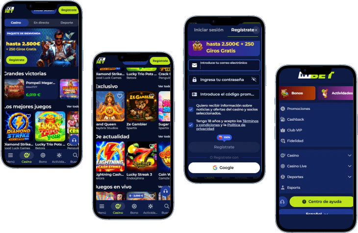 Ivybet Casino versión móvil con juegos, registro y menú